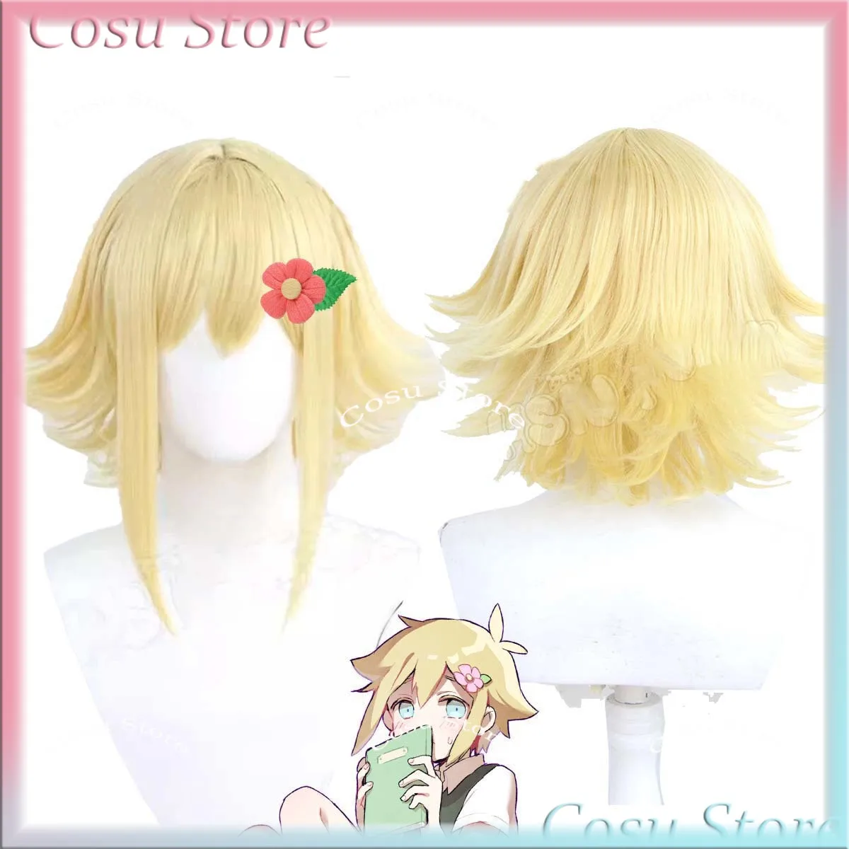 Anime Cosplay Blue Hair - Omori Something Basil Cosplay Wig Short