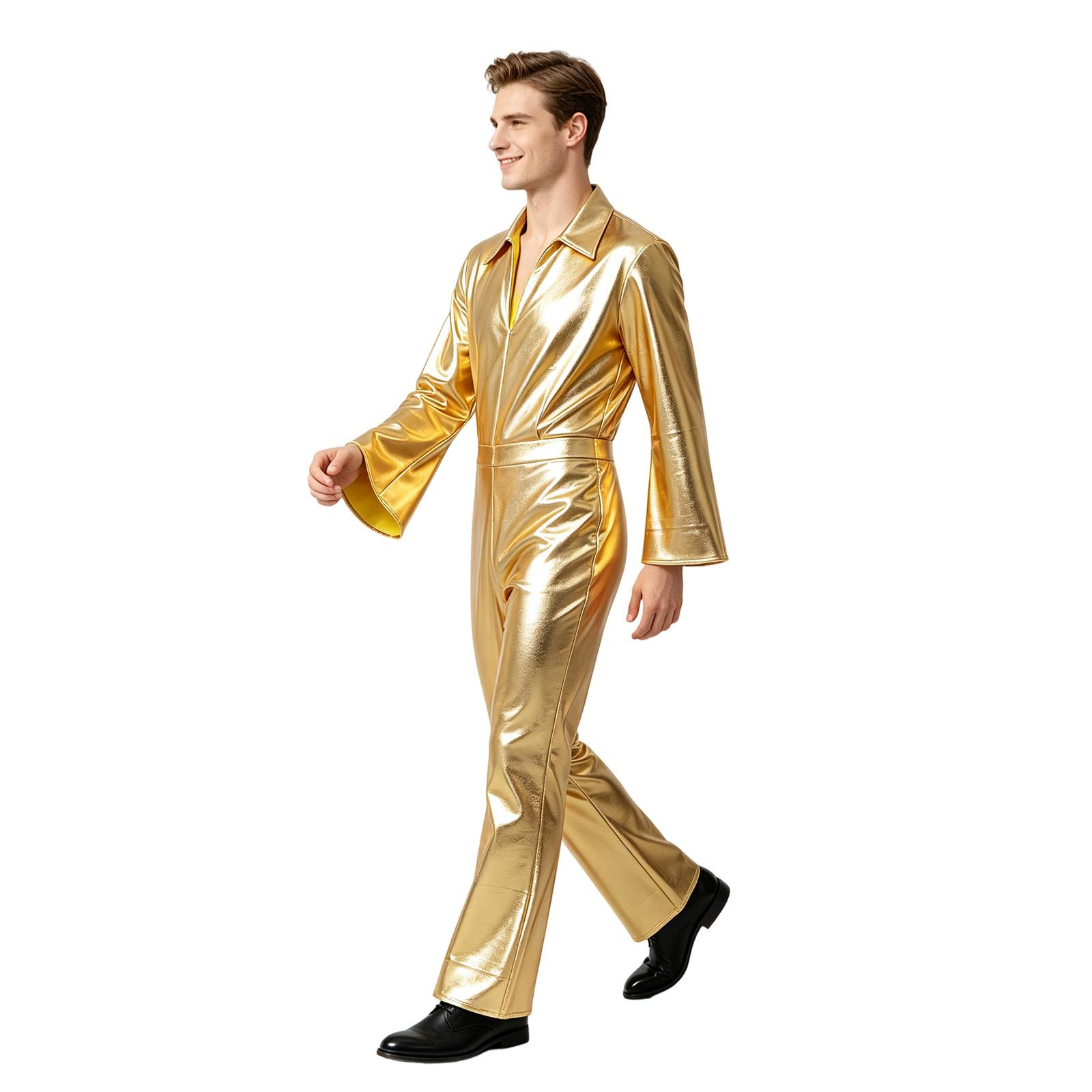Gold Metallic Shiny Jumpsuit H - Anime Cosplay Jumpsuit ulasan dan harga