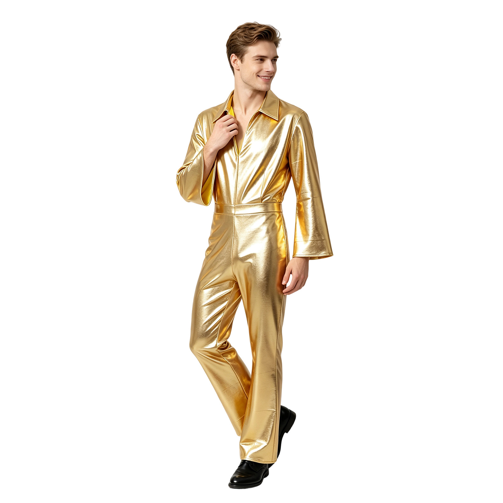 Gold Metallic Shiny Jumpsuit H - Anime Cosplay Jumpsuit ulasan dan harga